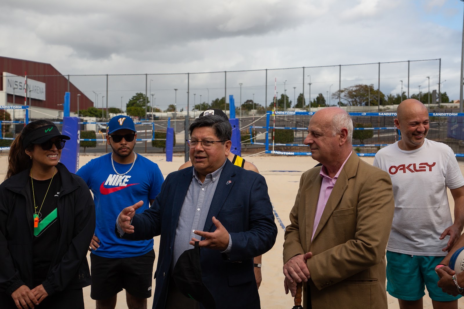 Special guests addressing players by the courts